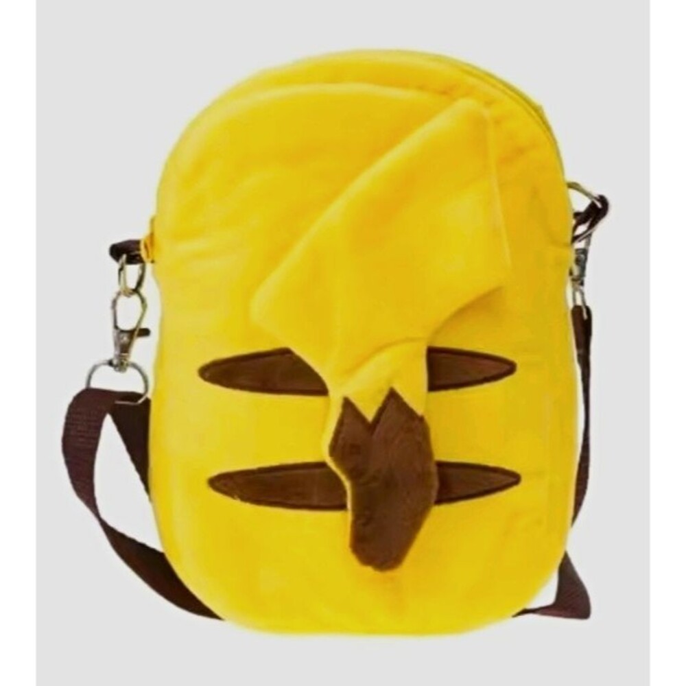 Pikachu Pokémon Plush Small Kids Crossbody Bag Zip Adjustable Strap Yellow